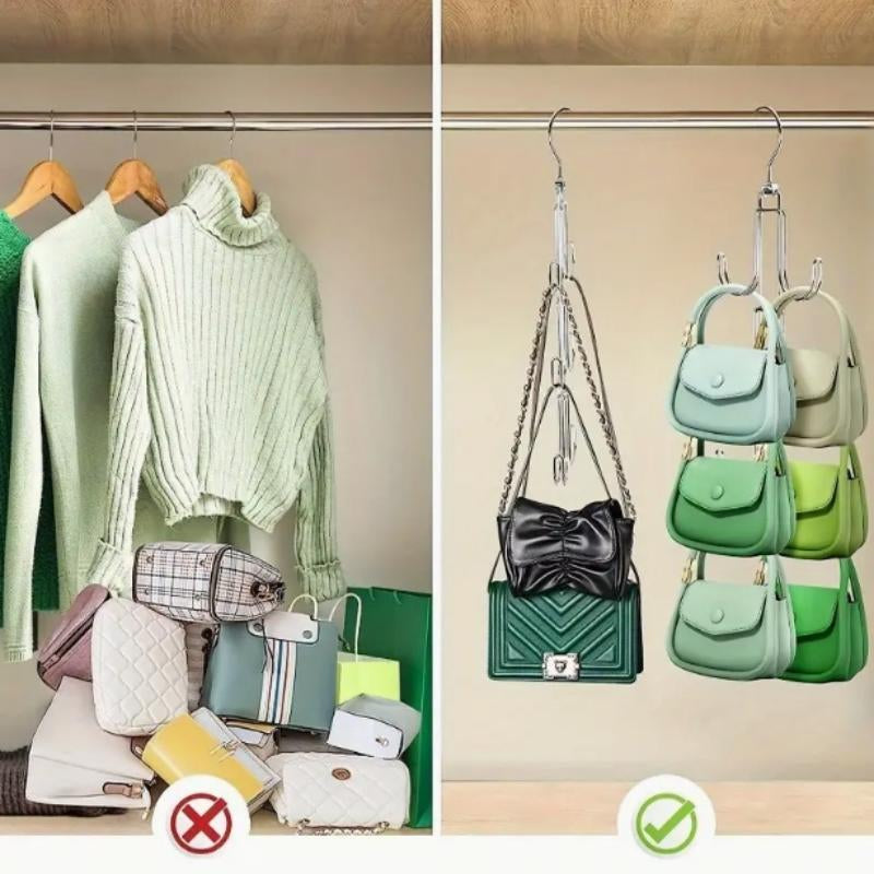 Rotatable Metal Bag Hanger, 1 Count Space Saving Bag Hanger, Bag Organizer for Closet, Home Organizer for Bag, Handbag, Purse