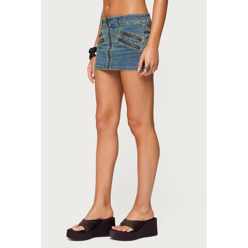 Ronan Zip up Denim Mini Skort